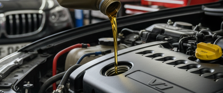 Automobile oil change.